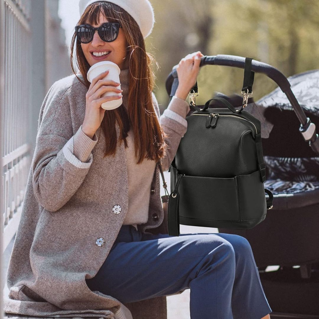 Penelope Nappy Bag Black | Lifestyle image - Lulu Babe