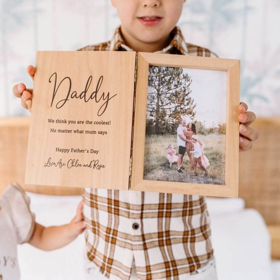 Personalised Fathers Day Wooden Photo Frame | Engraved