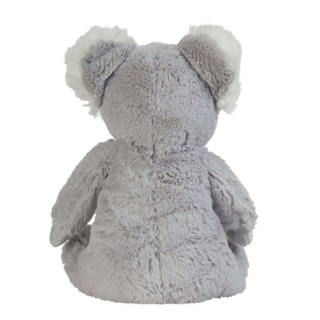 Personalised Koala Plush Toy in 4 designs - heart, star, rainbow or grey floral letter - back view