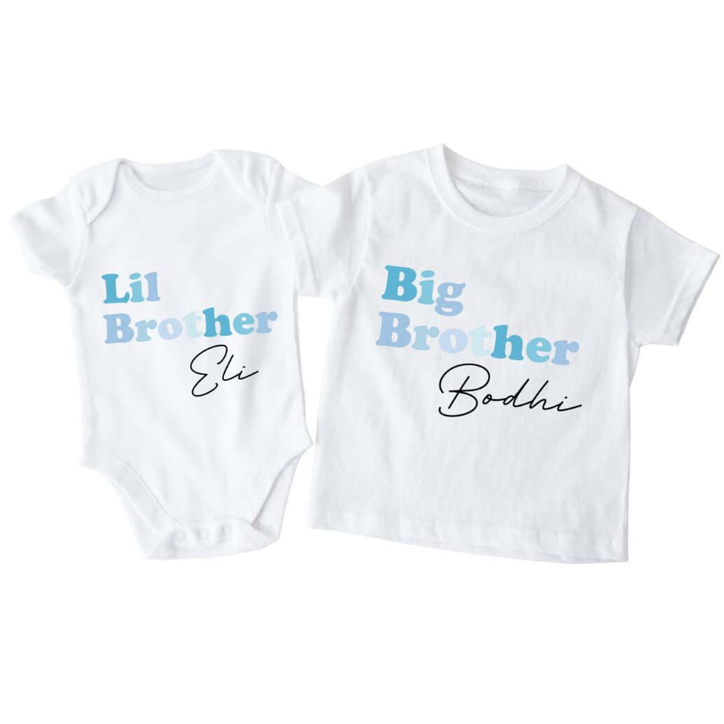 Personalised Matching Brothers Outfits | Baby Onesie & T-Shirt Set