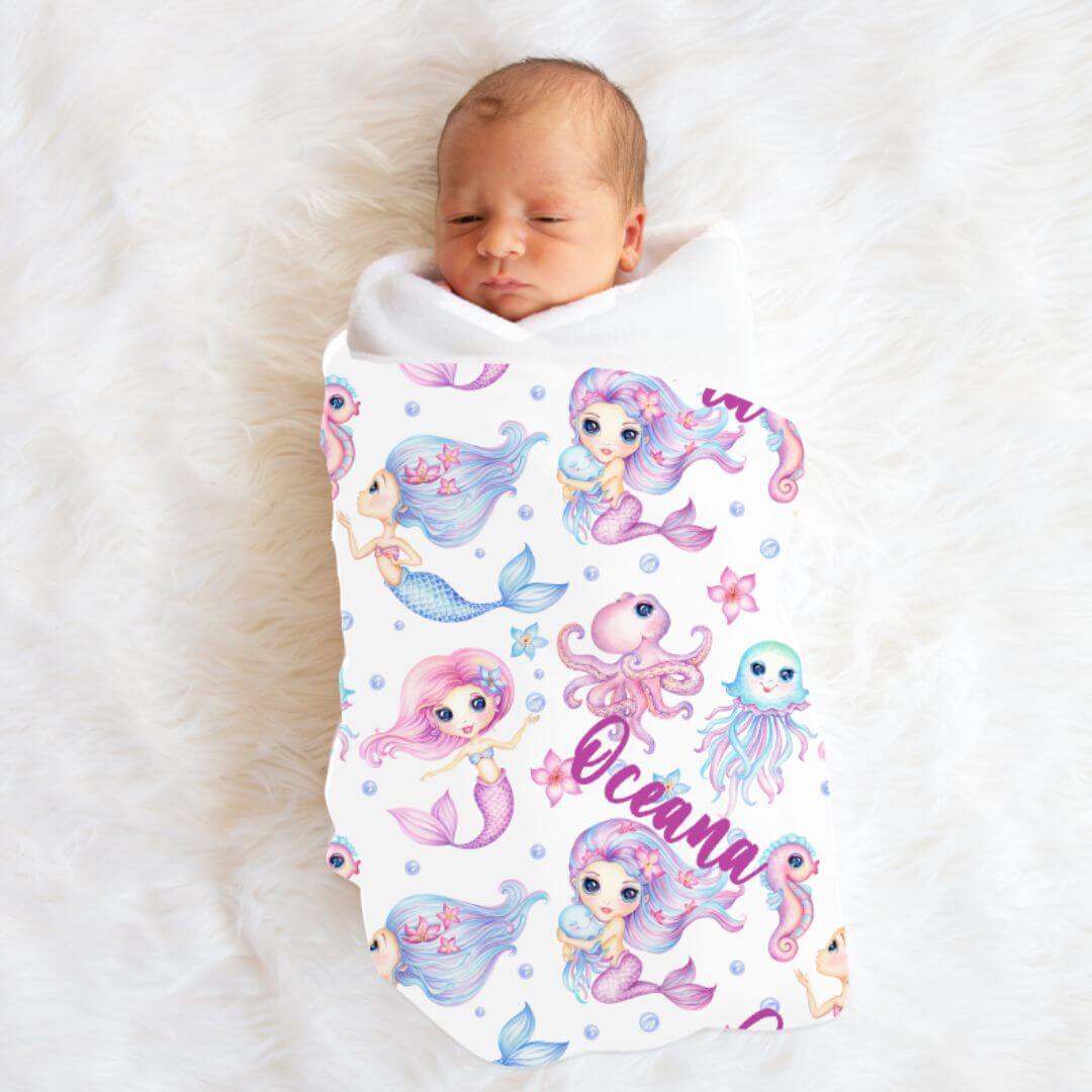 Personalised Mermaid Swaddle - Lulu Babe