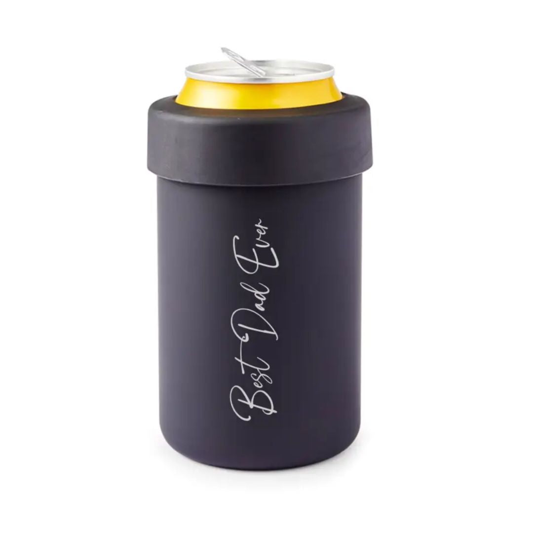 Personalised stainless steel stubby holder with ‘Best Dad Ever’ design, gift for Dads