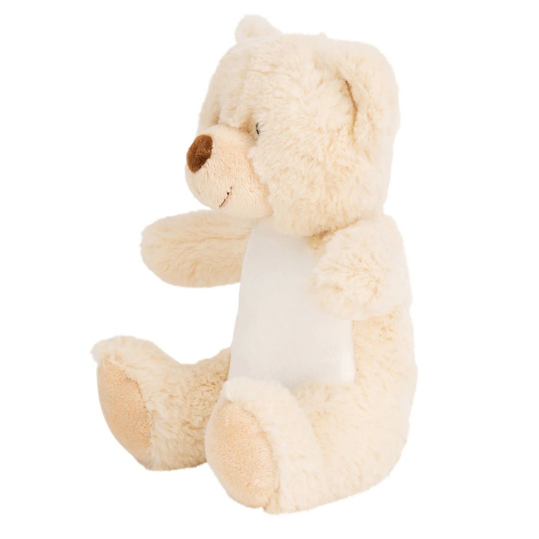 Personalised cream teddy bear - angled view