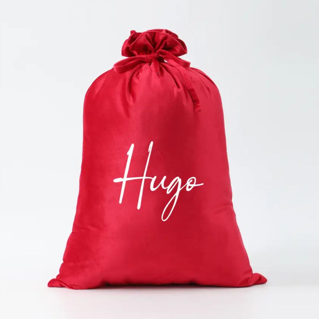 Personalised Santa Sack Red | Velvet Kids Christmas Sack - Lulu Babe