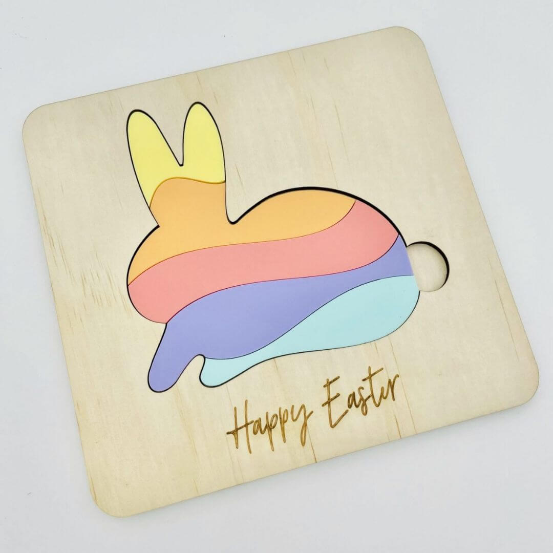 Personalised Bunny Puzzle | Wood & Acrylic Toddler Puzzle