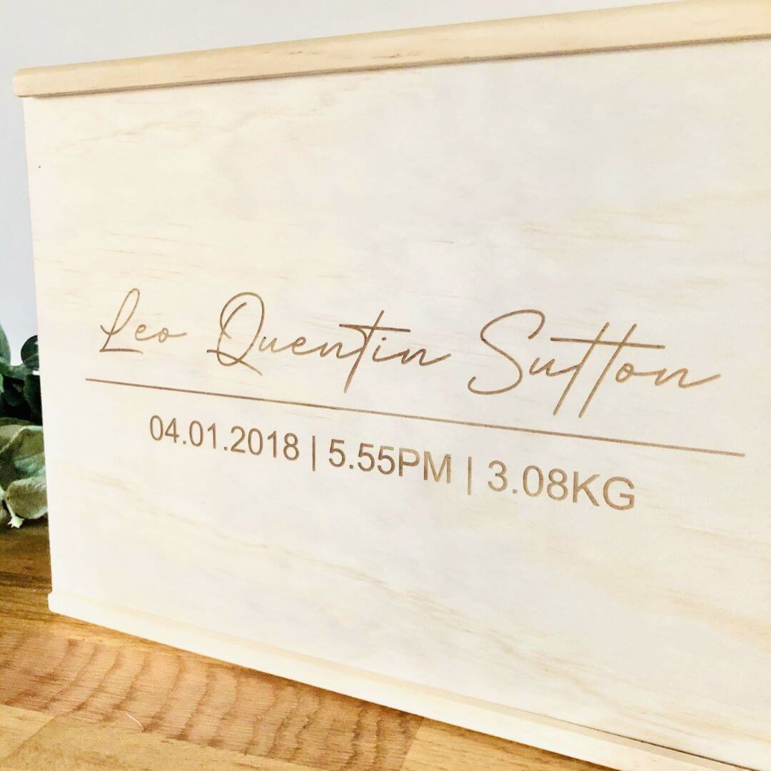 Personalised Wooden Memory Box | Large Baby Keepsake Box