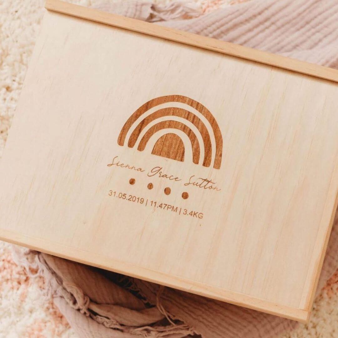 Personalised Wooden Memory Box | Large Baby Keepsake Box