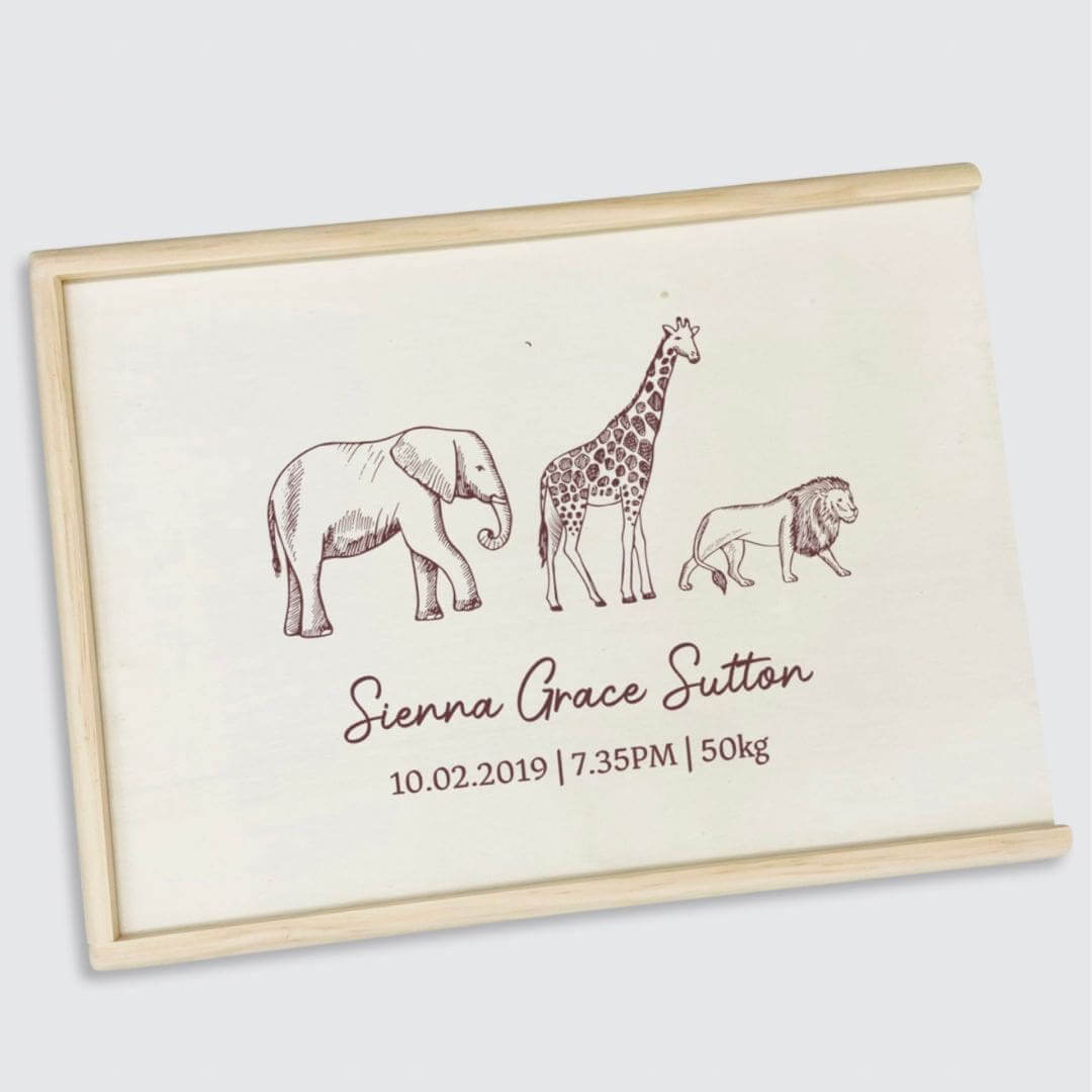 Personalised Wooden Memory Box | Large Baby Keepsake Box