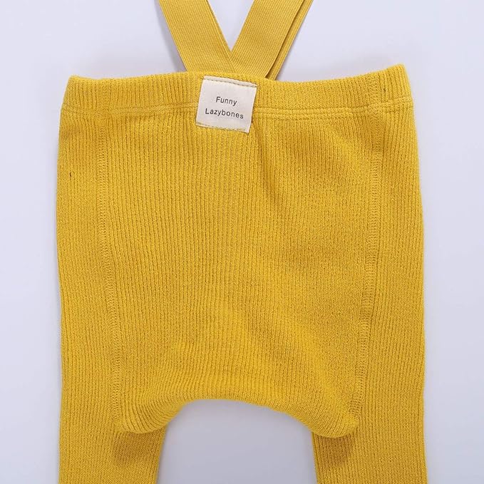 Ribbed Baby Suspender Tights Yellow - closeup - Lulu Babe