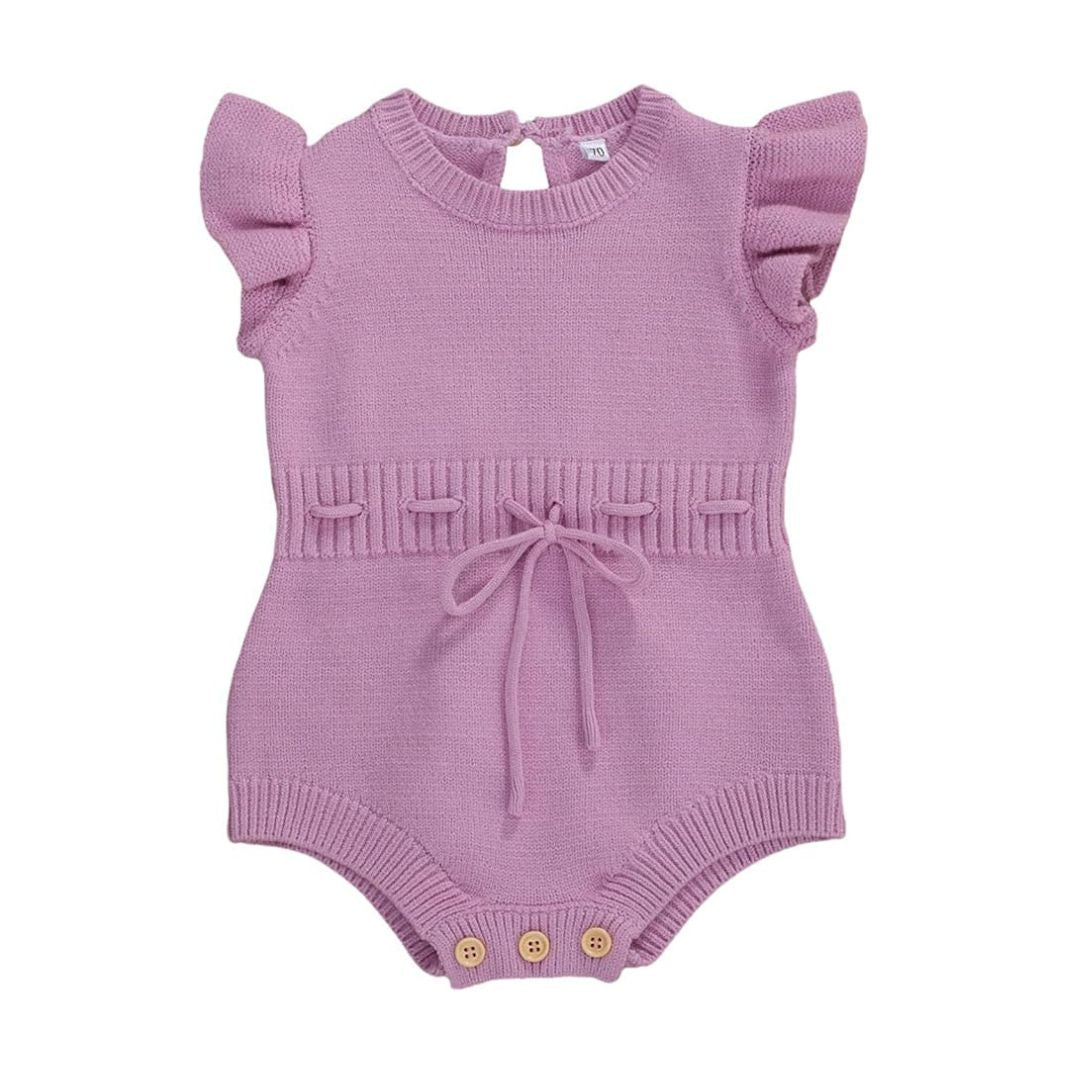 Purple Knit Baby Girl Romper