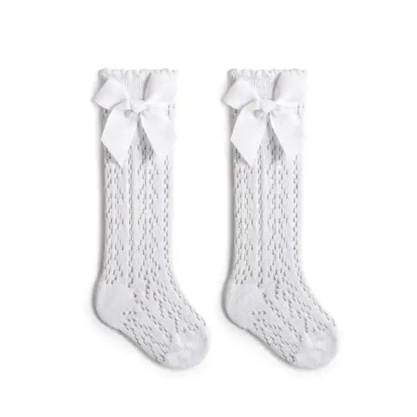 Bow Lace Knee High Baby Socks | Sweet Baby Girl Socks - Lulu Babe