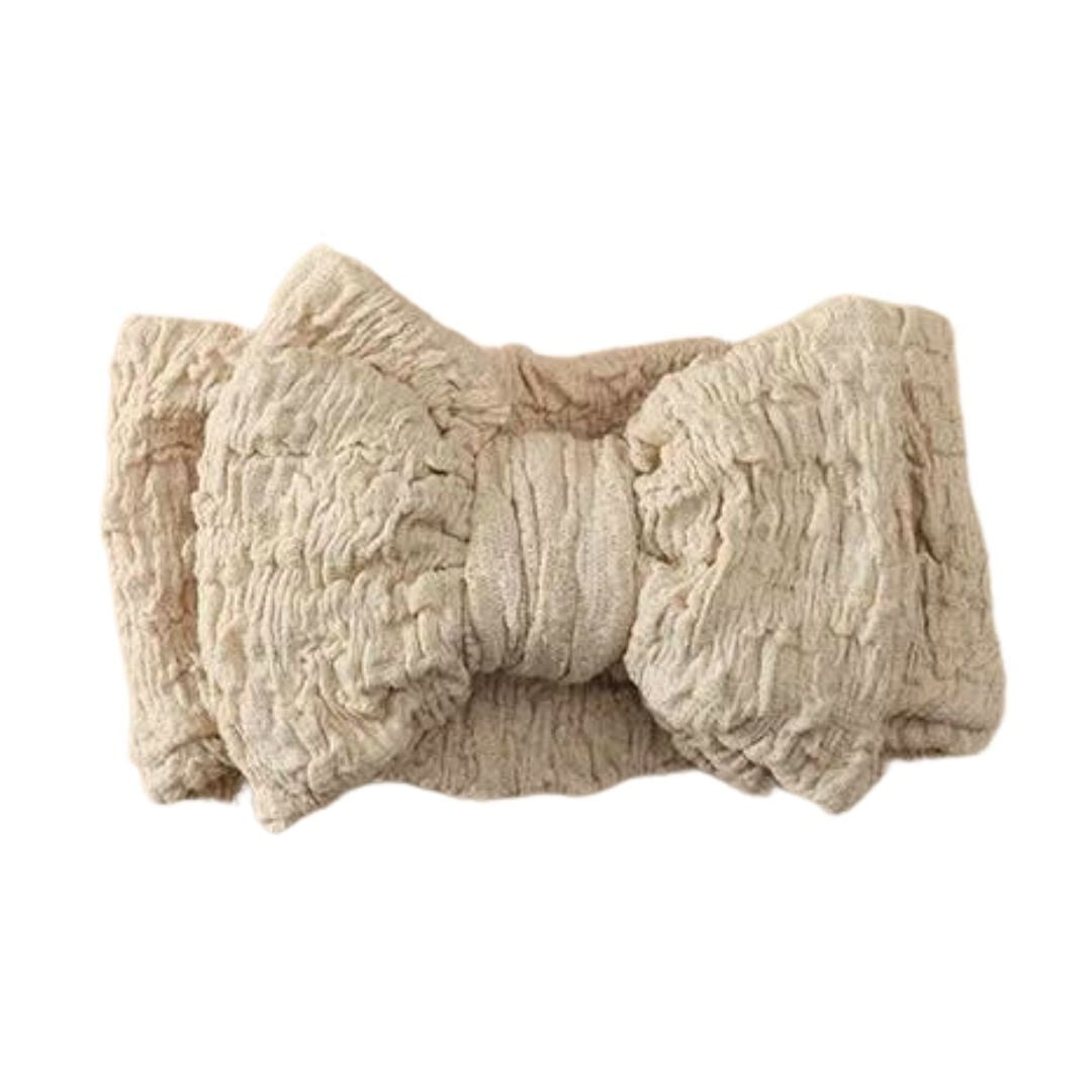 Serenity baby bow headband in beige