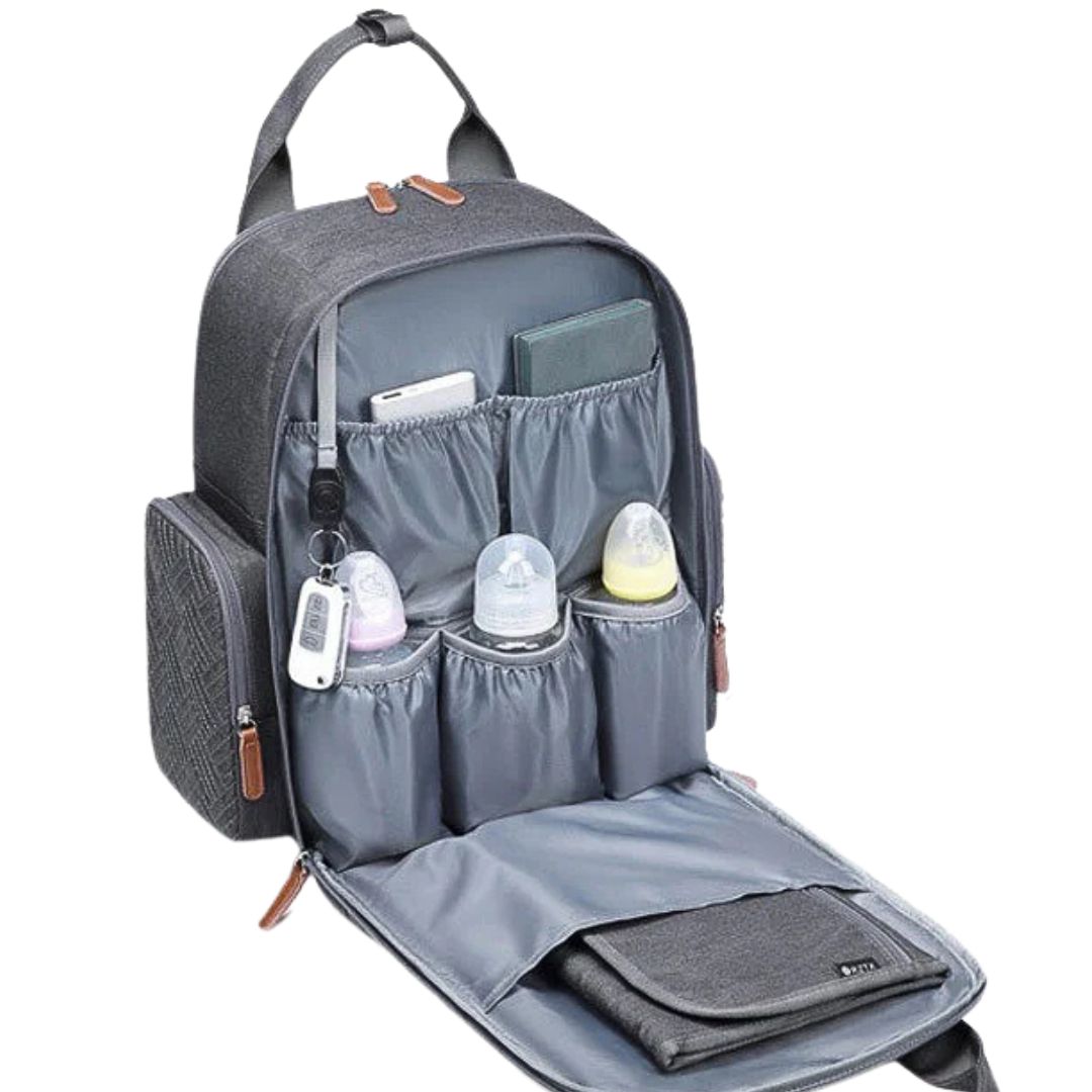 Urban nappy backpack with 3 insulated bottle pockets