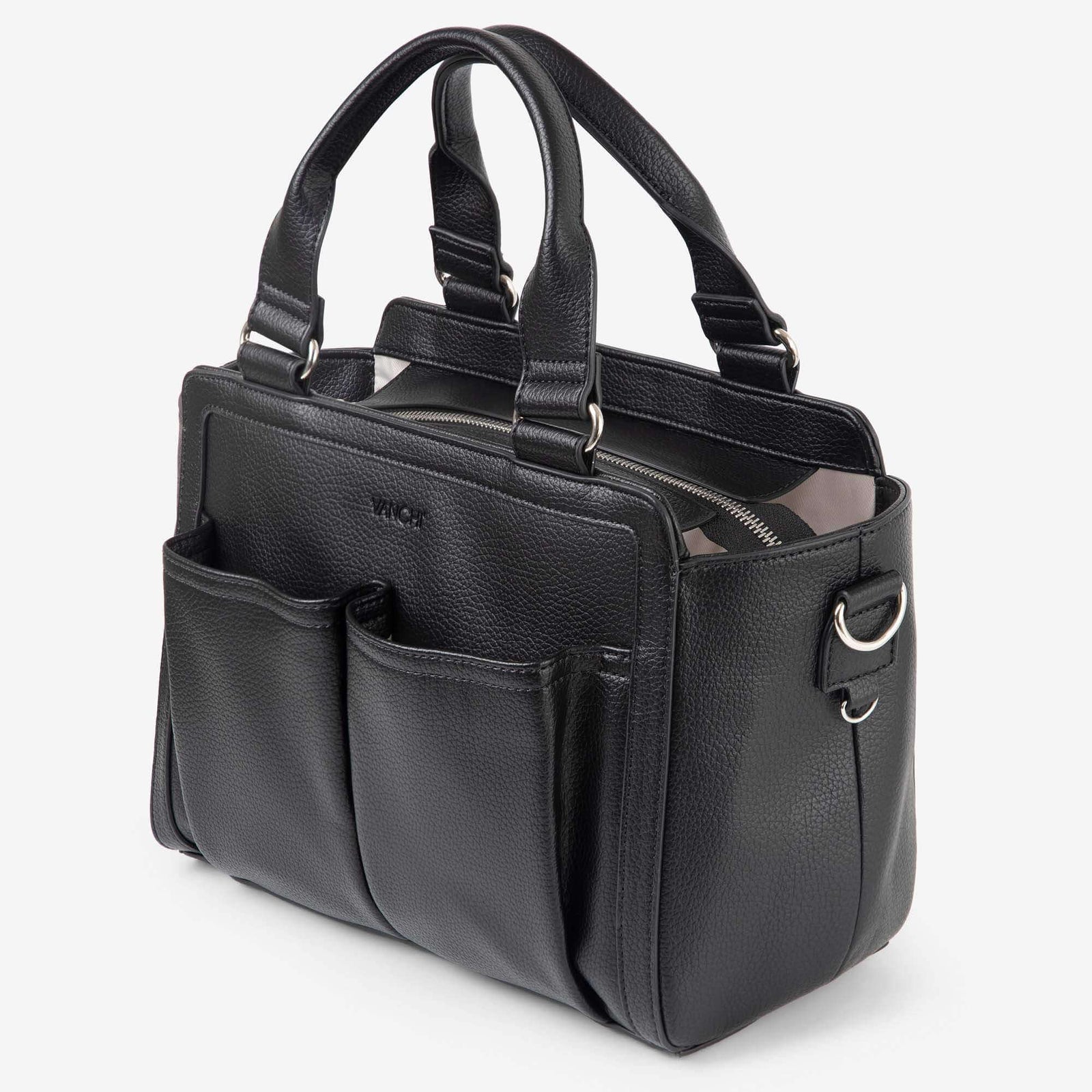 VANCHI Amelia Convertible Pram Caddy Black | Shoulder Bag & Pram Organiser