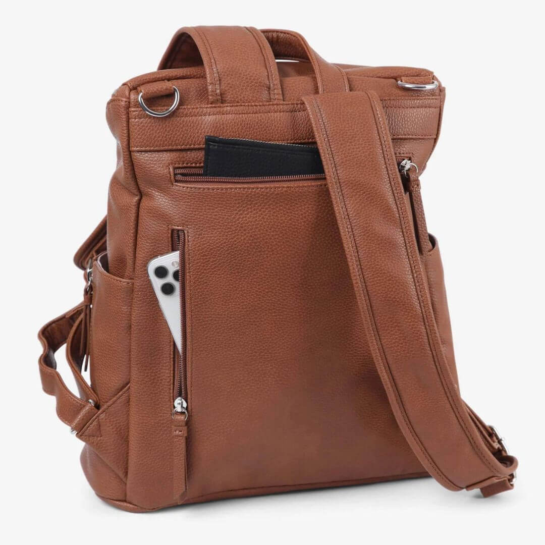 VANCHI Frankie Nappy Backpack Tan | Vegan Leather