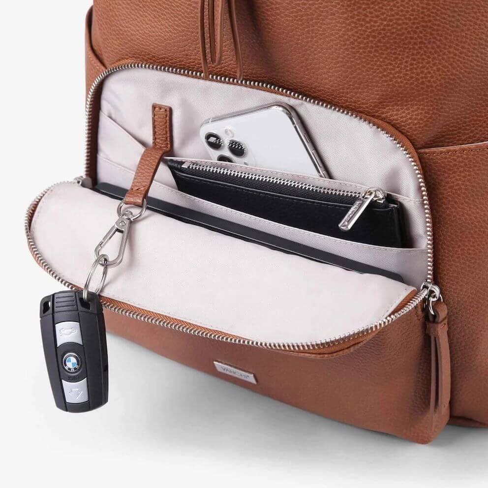 VANCHI Frankie Nappy Backpack Tan | Vegan Leather