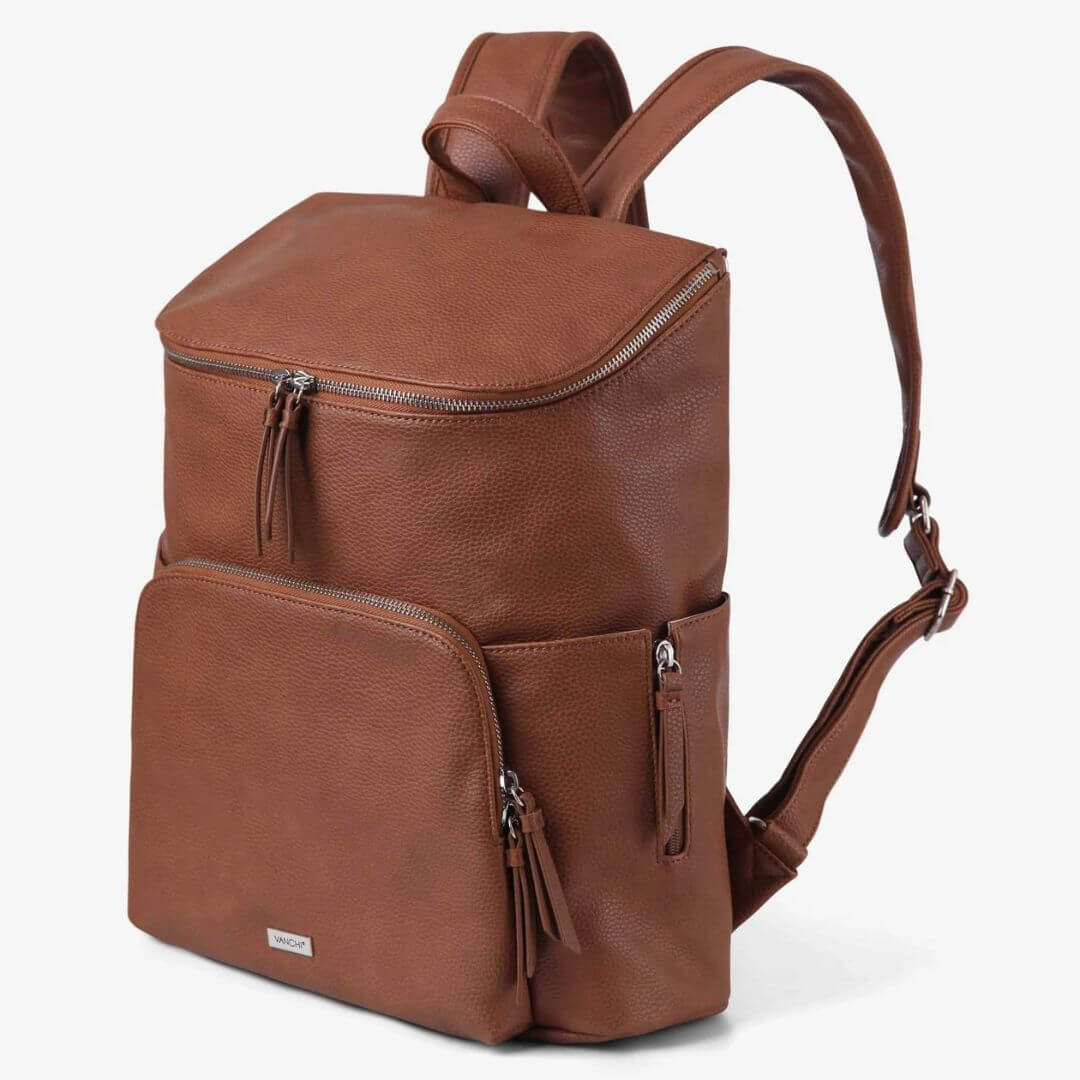 VANCHI Frankie Nappy Backpack Tan | Vegan Leather