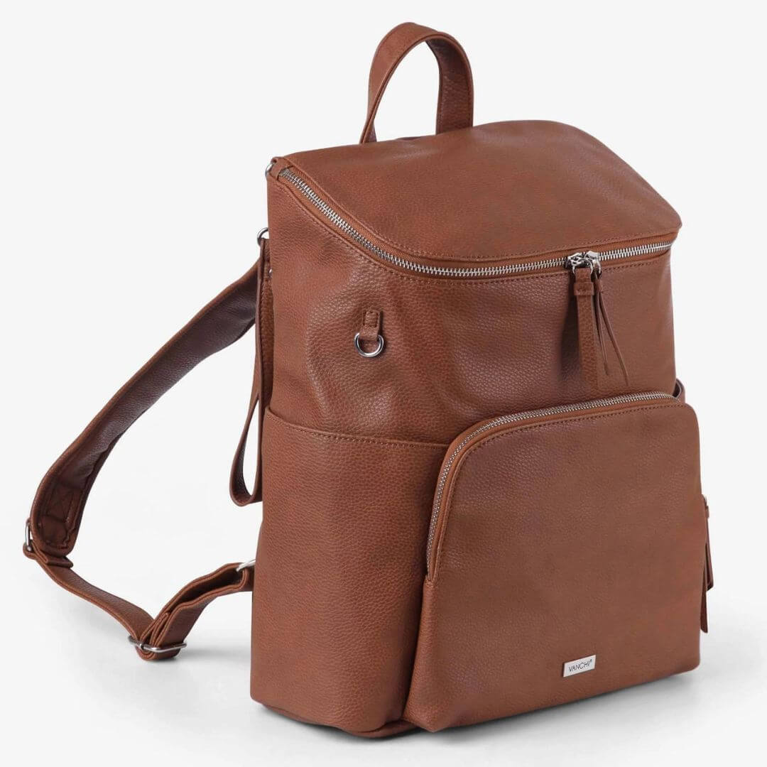 VANCHI Frankie Nappy Backpack Tan | Vegan Leather