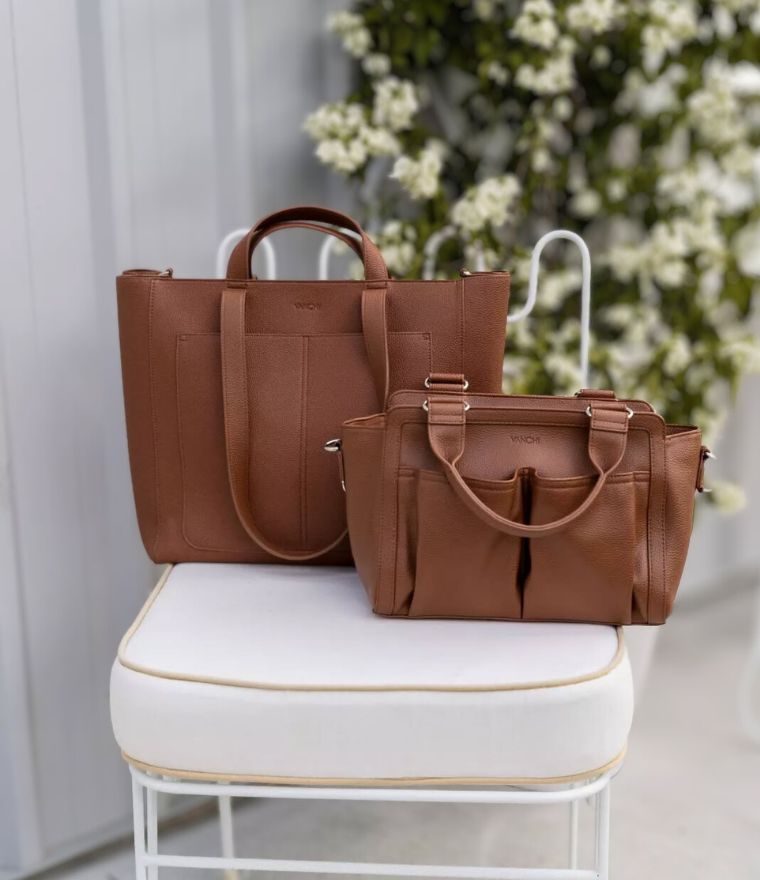 VANCHI Ida Nappy Tote & Organiser - Tan