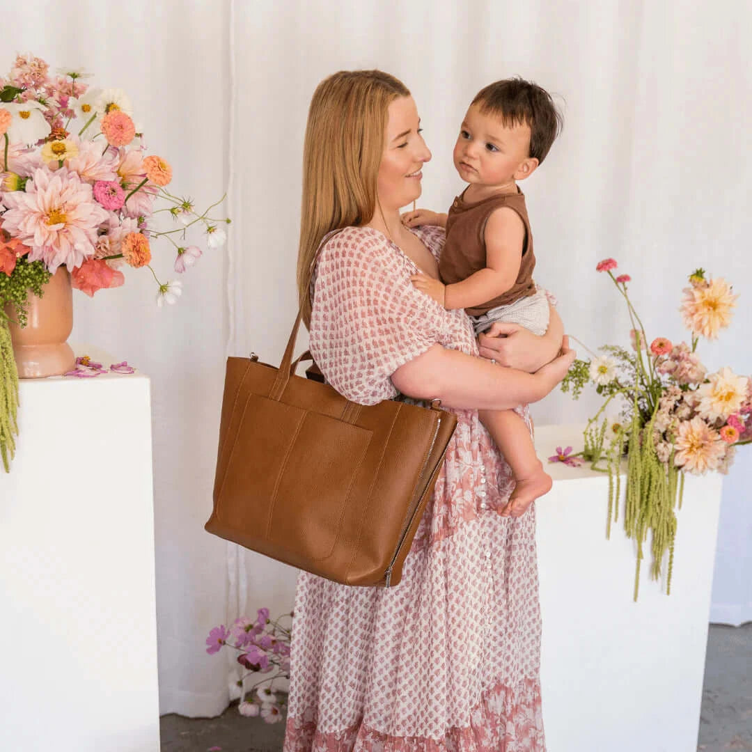 VANCHI Ida Nappy Tote Tan - Stylish and Functional Baby Bag