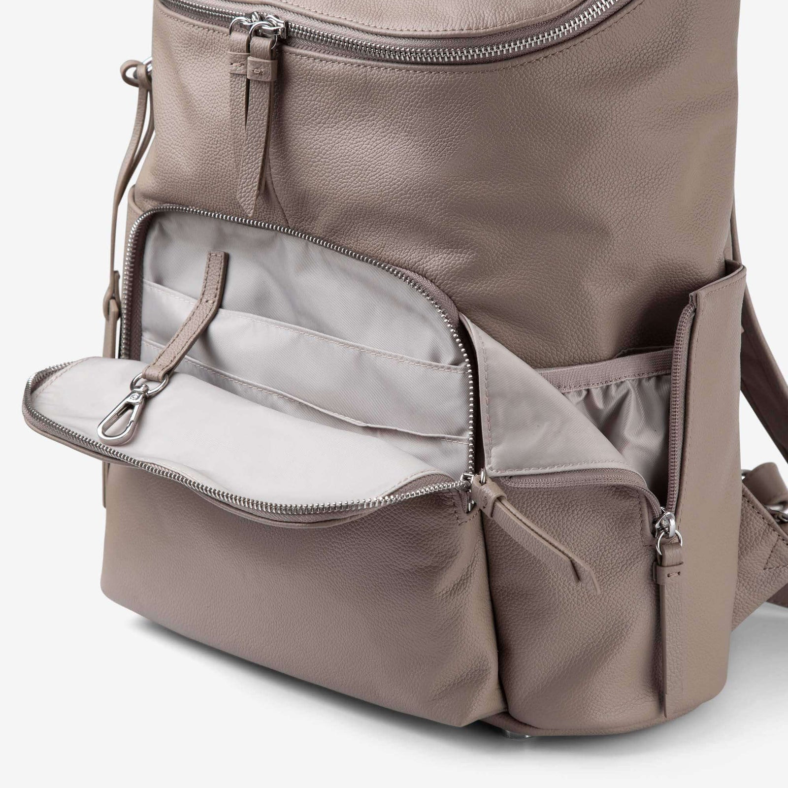 Frankie nappy backpack front pocket opened into three sections