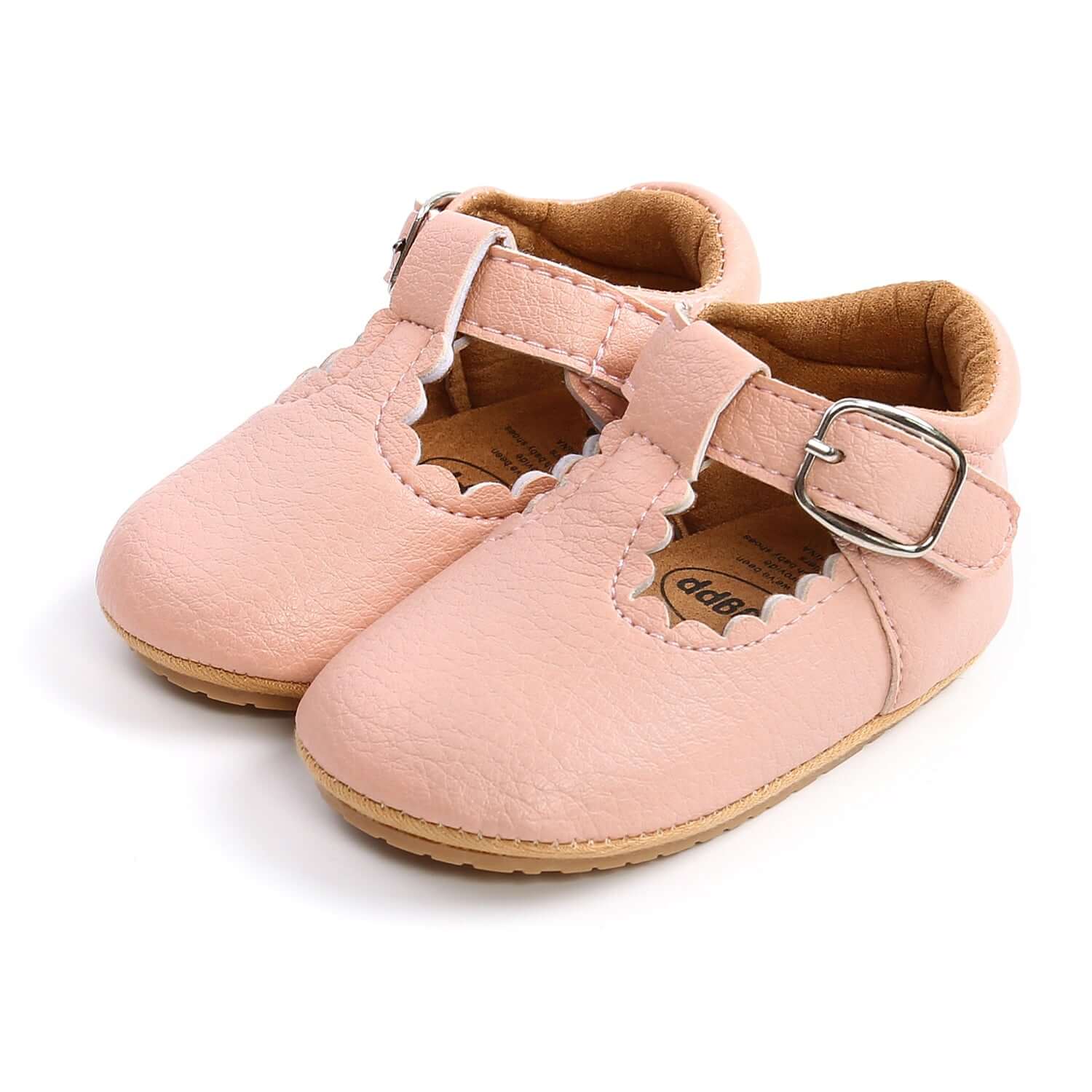 Vintage T-Bar Baby Shoes | Pink vegan leather with velcro fastening - Lulu Babe