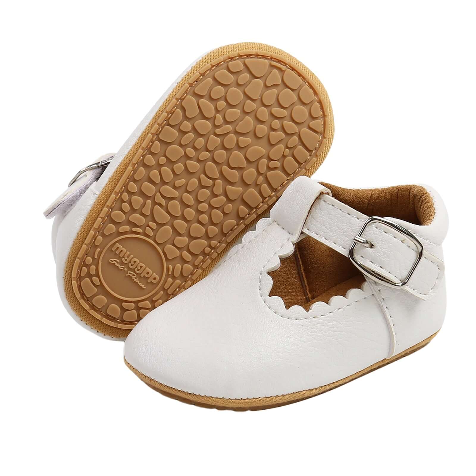 Vintage T-Bar Baby Shoes | White vegan leather with velcro fastening - Lulu Babe