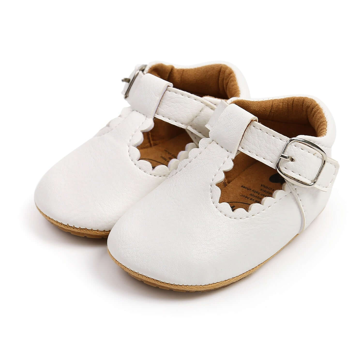 Vintage T-Bar Baby Shoes | White vegan leather with velcro fastening - Lulu Babe