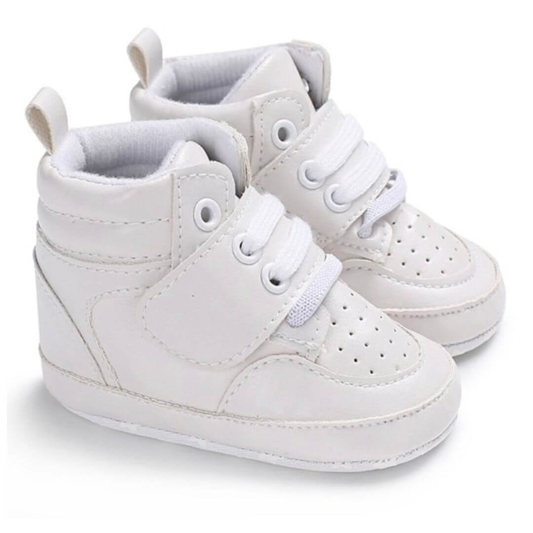 High Top Baby Sneakers | Stylish Faux Leather Baby Shoes - Lulu Babe