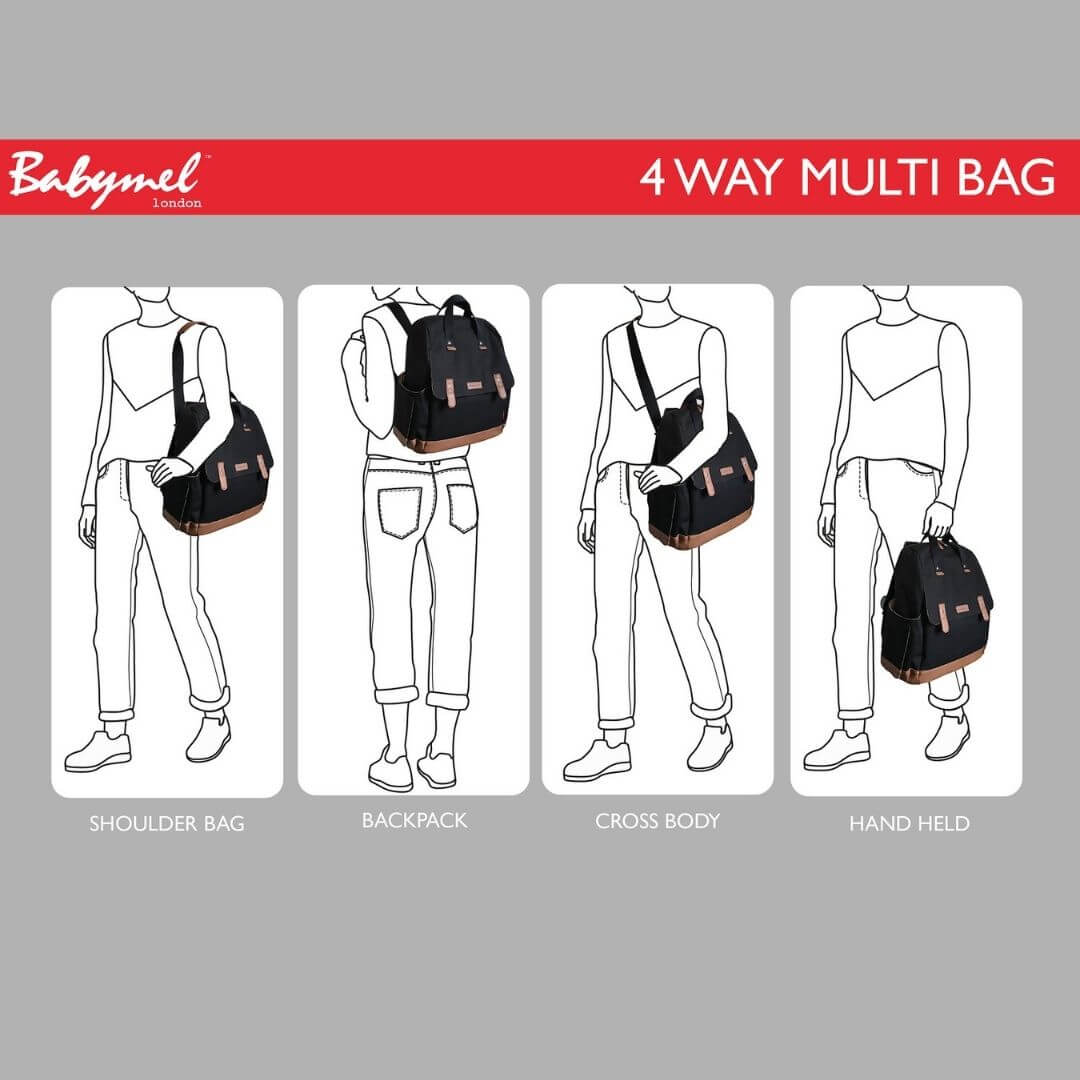 Babymel Robyn Eco Nappy Backpack Black with Change Mat - Babymel
