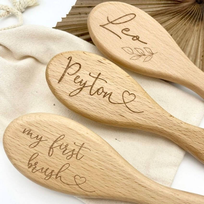 Personalised Wooden Baby Hair Brush | Newborn Gift - Lulu Babe