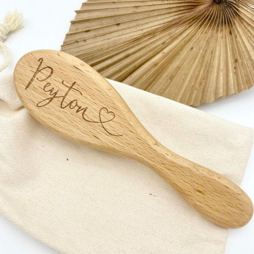 Personalised Wooden Baby Hair Brush | Newborn Gift - Lulu Babe