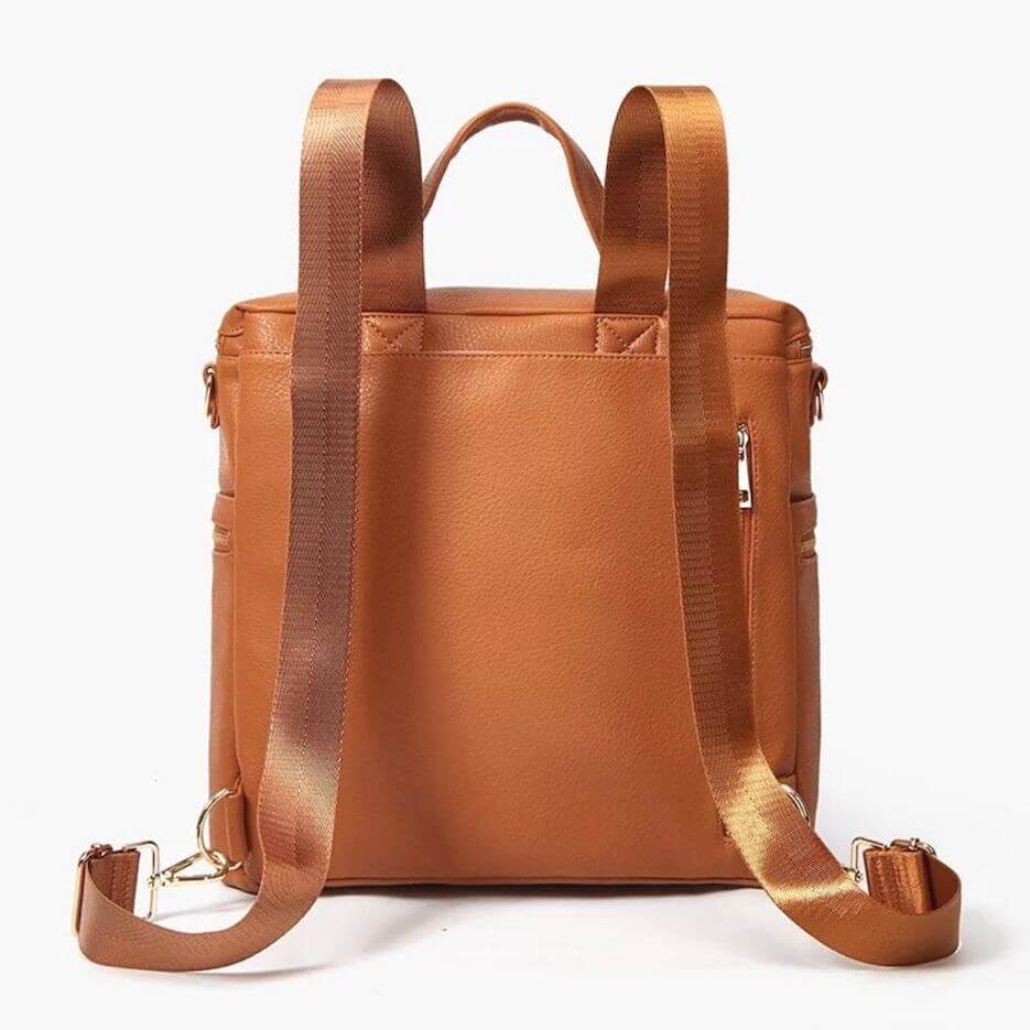 Brooklyn Nappy Bag Tan | Back view - Lulu Babe