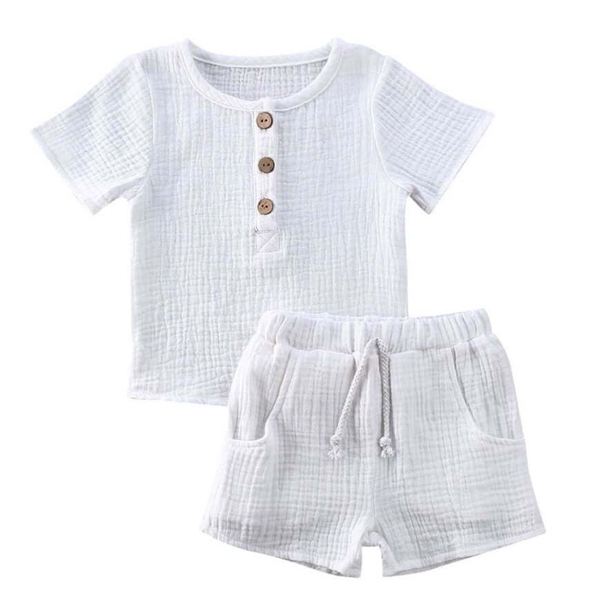 Muslin Toddler Outfit | Unisex Matching Top & Shorts Set - Lulu Babe