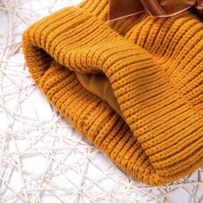 Double Pom Pom Baby Beanie | Girls Luxury Ribbed Beanie - Lulu Babe