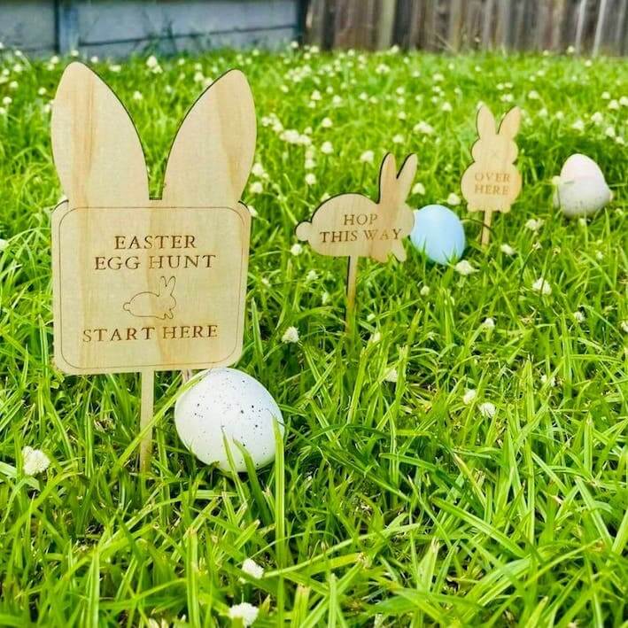 Personalised Wooden Easter Egg Hunt Signs