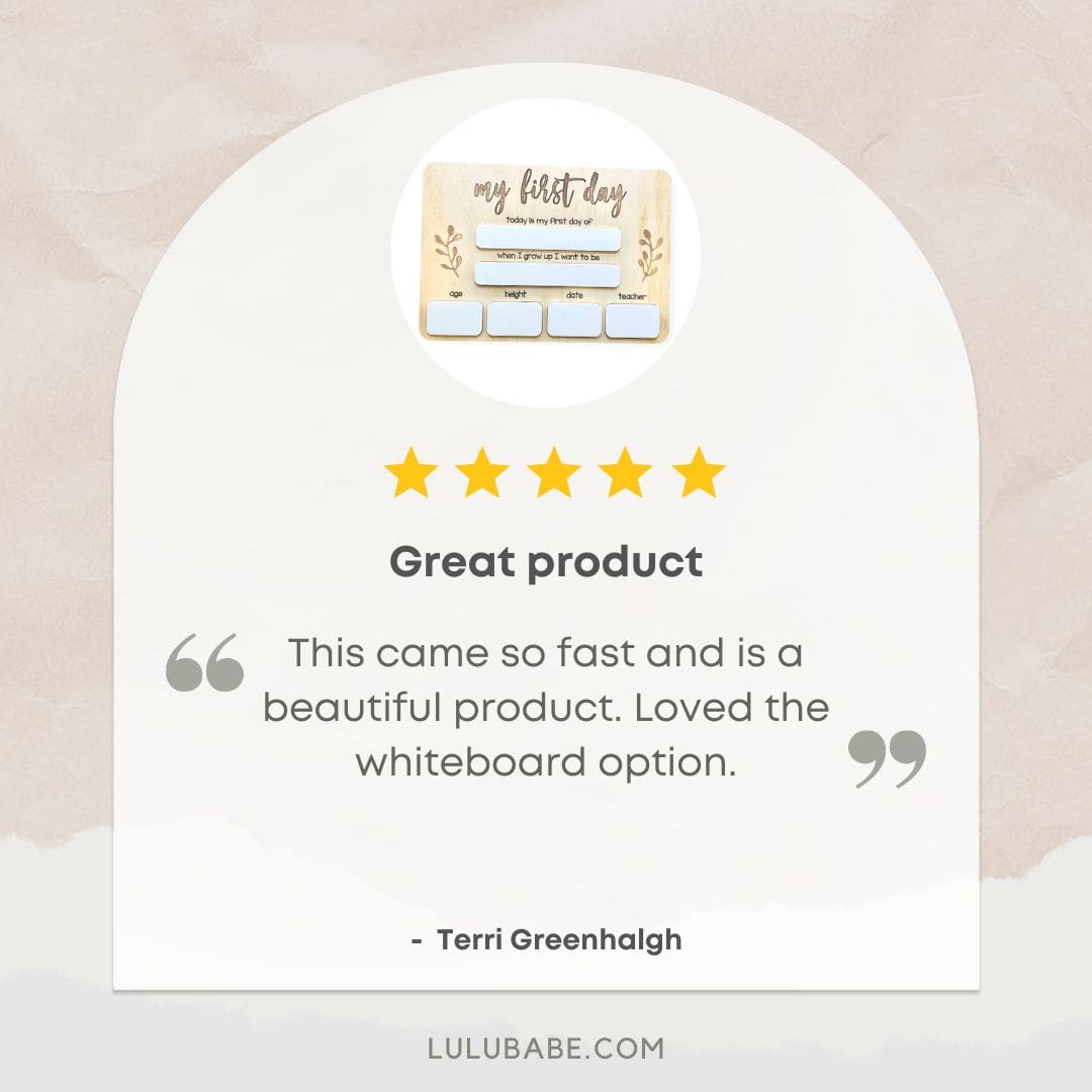 Review of First Day of School Board - Lulu Babe