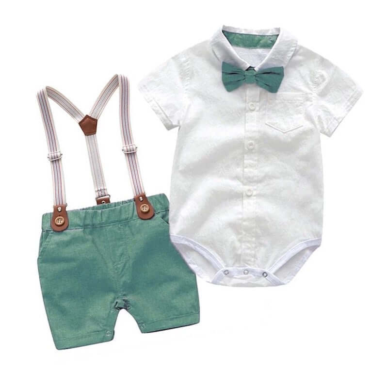 Henry Bow Tie &amp; Suspenders Set | Baby &amp; Toddler Boy Formal Outfit - Lulu Babe