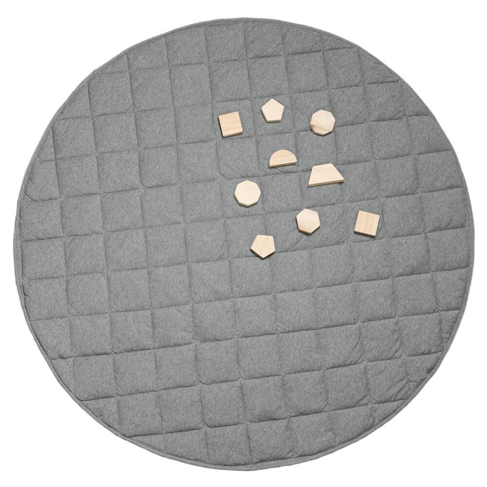 Jersey Quilted Play Mat Grey | Round Padded Playmat for Baby
