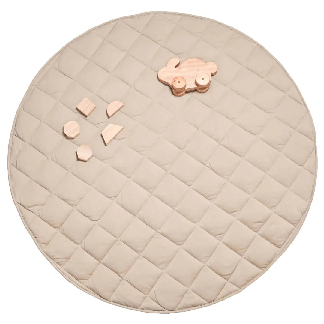 Jersey Quilted Play Mat Wheat | Round Padded Playmat for Baby