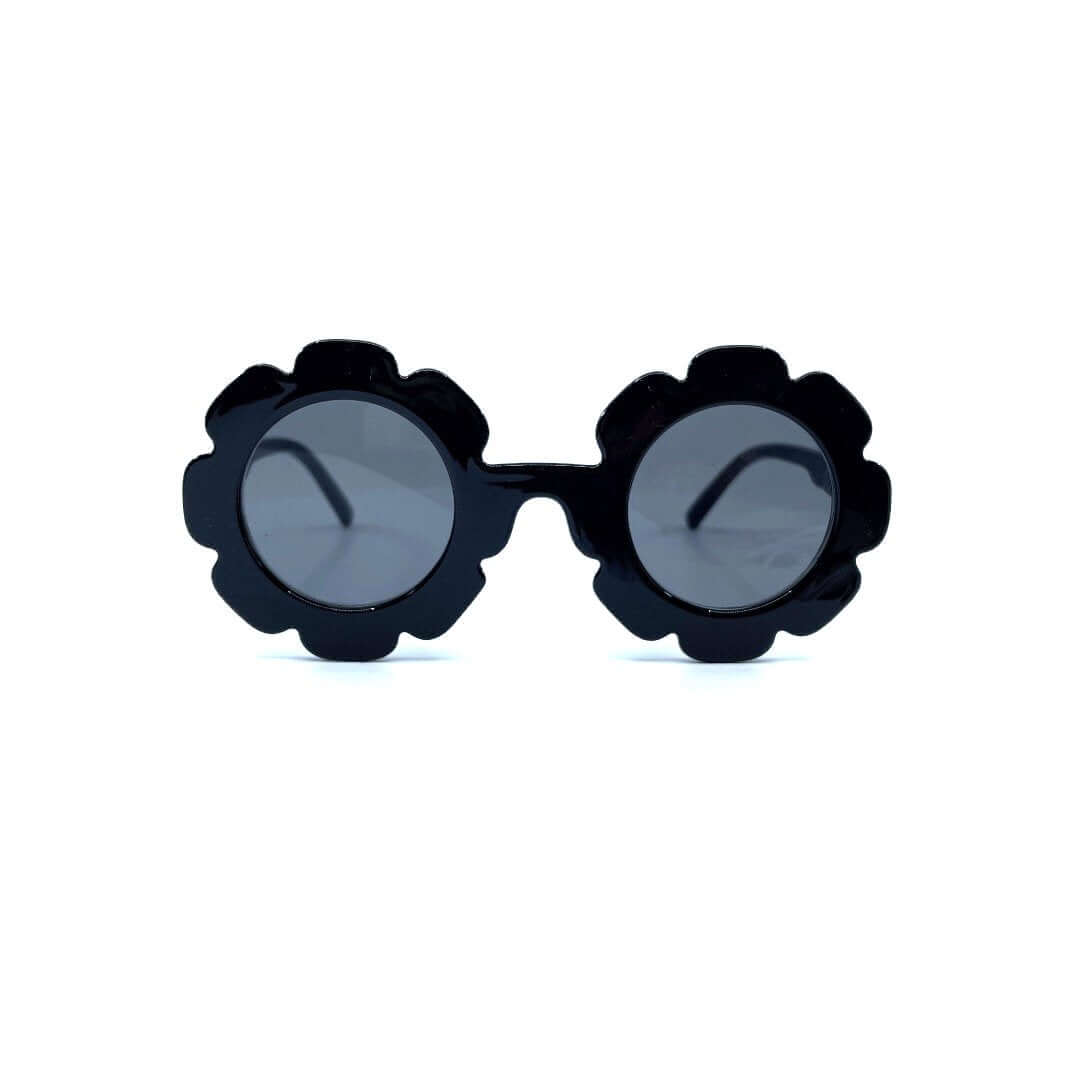 Kids Flower Sunglasses Black | Little Renegade Company UV400 - front view