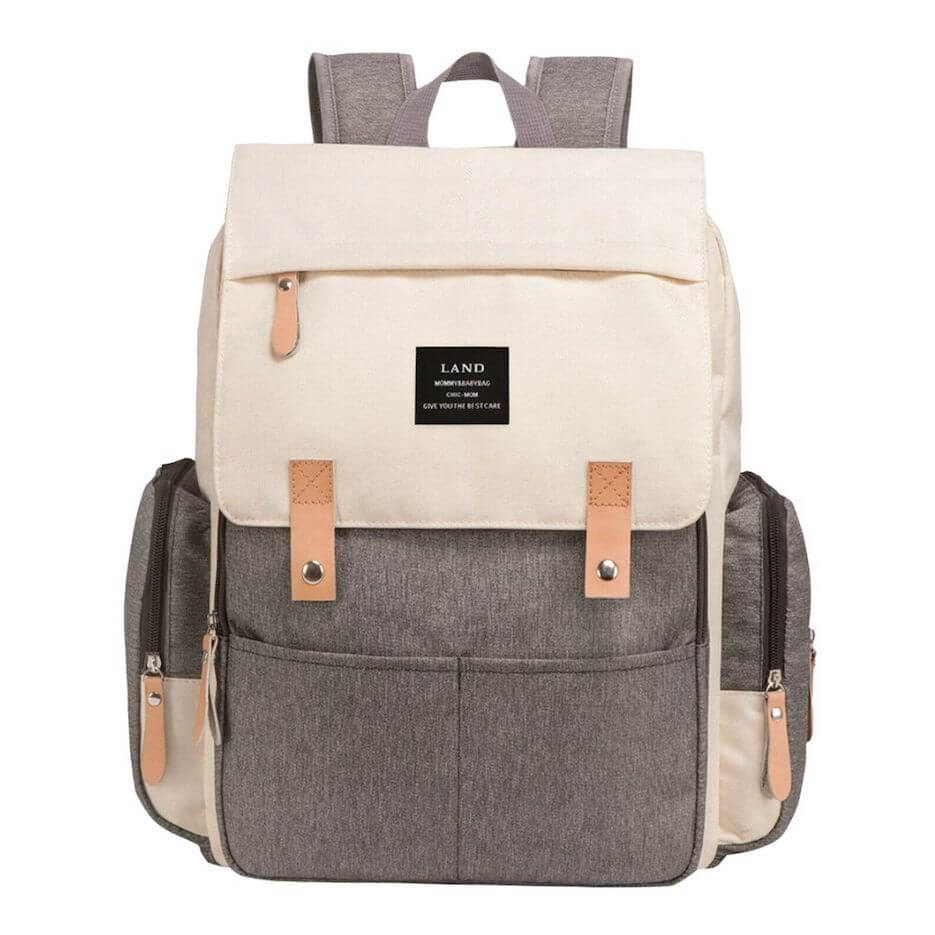 LAND nappy backpack in cream and grey
