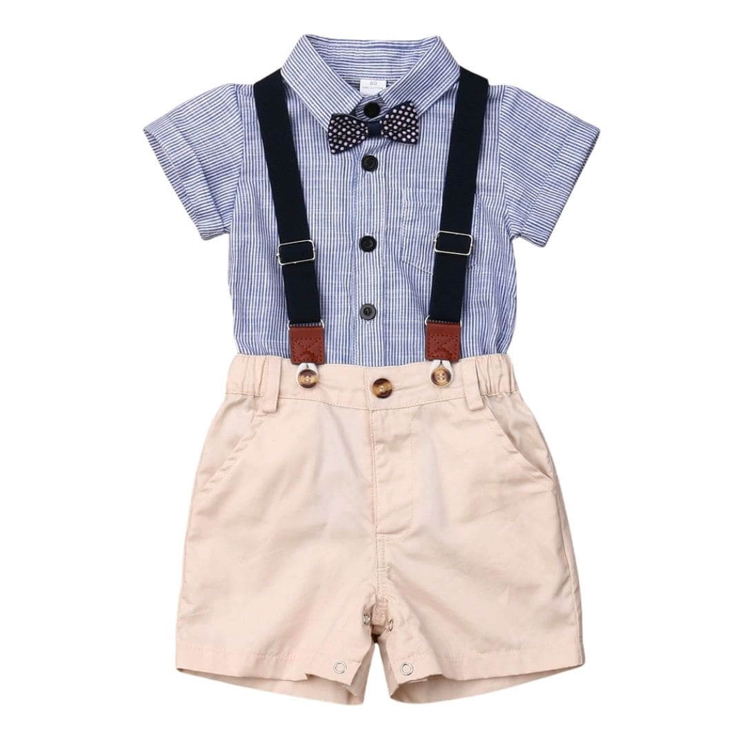 Baby Boy Bow Tie & Suspenders Formal Outfit (in 0-6 months, 6-9 months, 6-12 month &  12-18 months, 18-24 months) - Lulu Babe