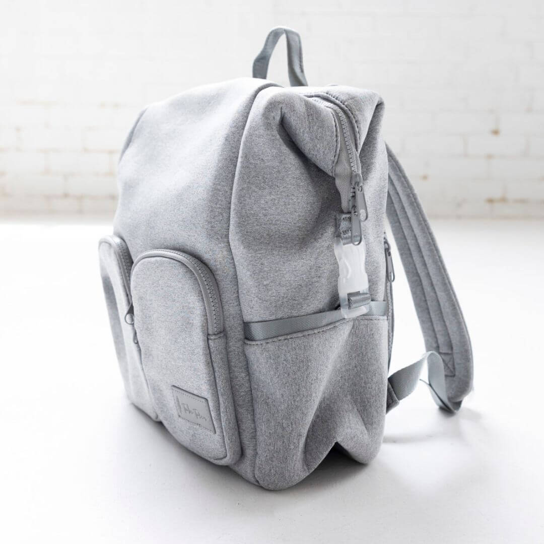 Neoprene Nappy Backpack in grey | Stylish and Spacious Baby Bag