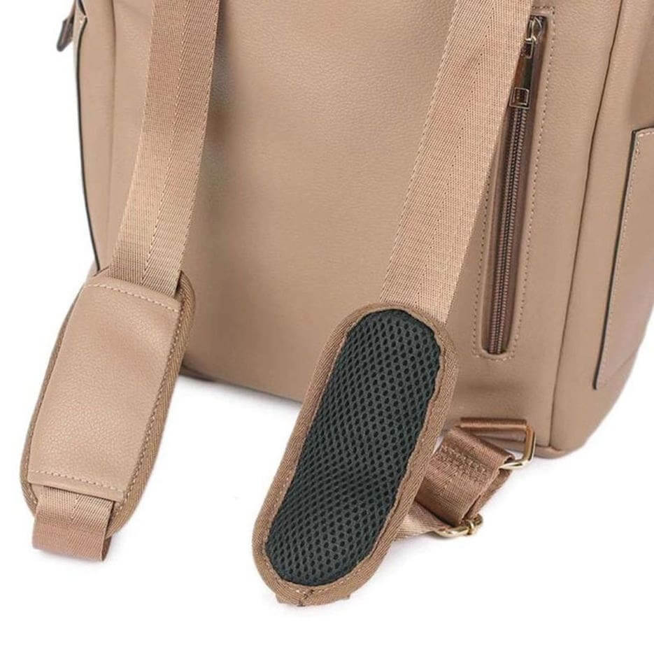 Penelope Nappy Bag in camel | Convertible Nappy Backpack - Lulu Babe