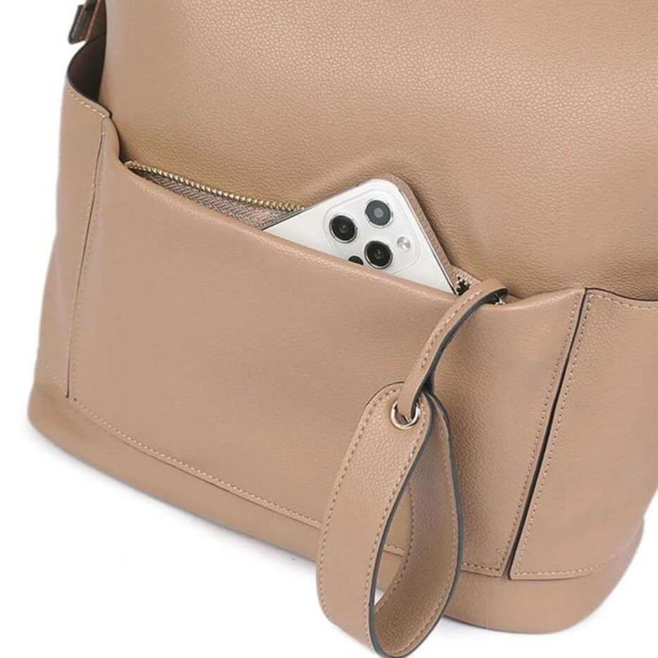 Penelope Nappy Bag in camel | Convertible Nappy Backpack - Lulu Babe