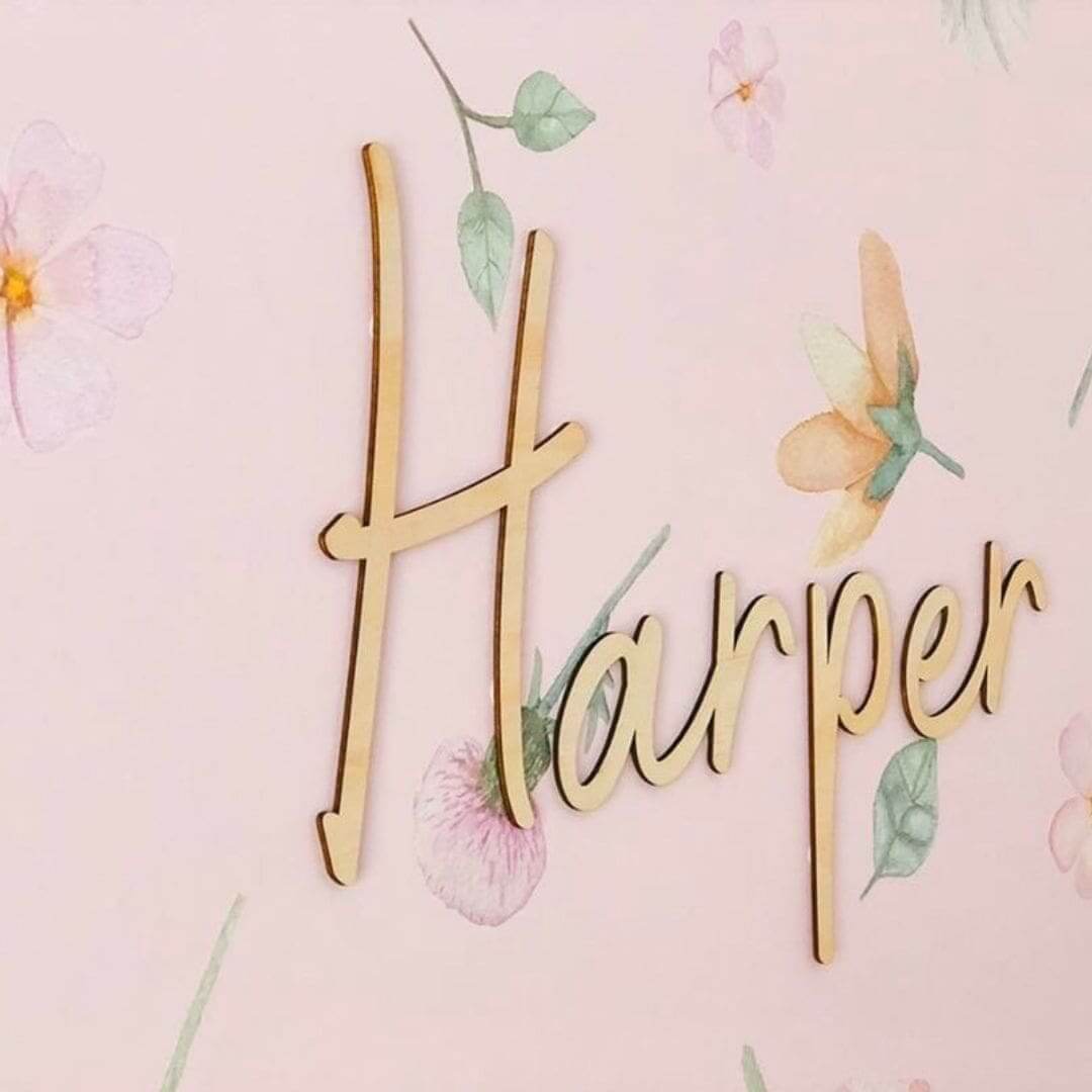 Wooden Baby Name Sign | Personalised Nursery Name Plaque -Lulu Babe