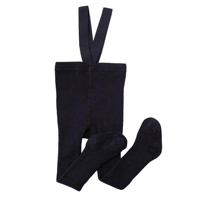Ribbed Baby Suspender Tights Black - Lulu Babe