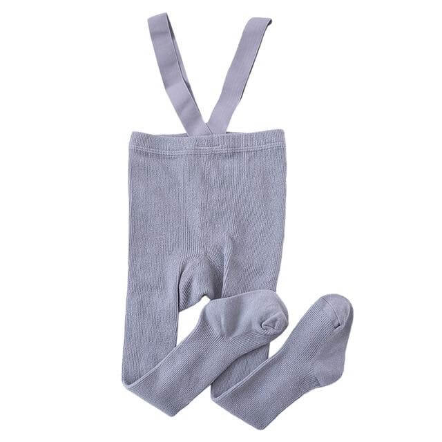 Ribbed Baby Suspender Tights in grey - Lulu Babe