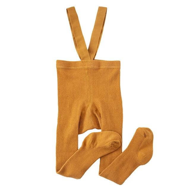 Ribbed Baby Suspender Tights Mustard - Lulu Babe